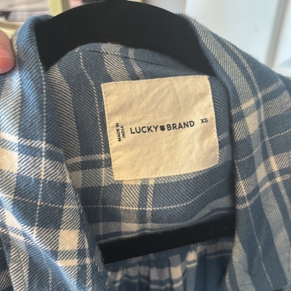 Lucky brand extra small blue cream white very soft flannel - Picture 3 of 5